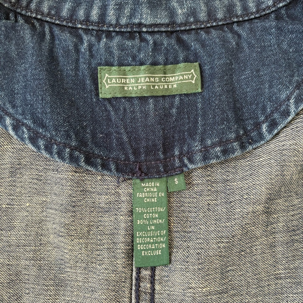 Ralph Lauren Women’s Double Breasted Red Trim Military Denim Jacket - Picture 7 of 8